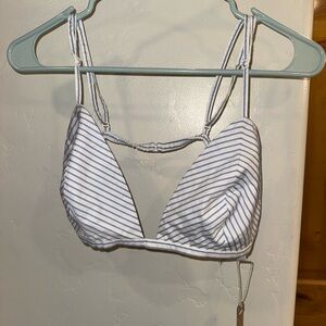 NWT SKIMS COTTON POPLIN TRIANGLE BRALETTE - ZEN BLUE STRIPE - SIZE XL